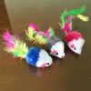 Juguetes gatos juguetes interactivos lindo lana suave falso mouse pluma colorida juguetes de entrenamiento divertidos para gatos gatitos suministros para mascotas