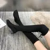Сапоги 2024 Черная бедра высокая зимняя женщина за коленом растягивается сексуальные модные туфли женская