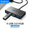 Hubs orico 4 porta USB 3.0 Splitter de cubo com 5V Micro USB Power Port 30cm Cabo múltiplo USB Hub para laptop PC Acessórios para computadores