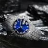 Moissanite zegarek Diamond Watch lodowane męskie luksusowy hip hop wodny odporny na wodę ze stali nierdzewnej zabiór kwarcowych zegar na rękę