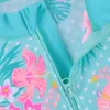 Baohulu Cyan Flower Baby Girl Swimsuit UV UPF50 One Piece Kids Girls Maillots de bain pendant 312 ans