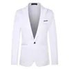 Men's Suits Men Blazer Soft Texture Unique Cutting Long Sleeve Single Button Formal Business All-Match