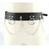 Waist Chain Belts Classic Black Fashion Cosplay Punk Rock Gothic Necklace Sexy PU Leather Heart Shaped Round Stud Choker Necklace Body Accessories Y240422