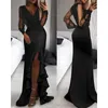 Casual Dresses Women Elegant Party Dress Fashion Office Jumpsuit Wide Leg Pants Autumn Sequin Sexig BodyCon Long Sleeve Business Spring