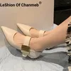 Buty swobodne rozejrzenie Chanmeb Women prawdziwe, prawdziwe skórzane mieszkania złota metalowa dekoracja spiczasta palca Mary Janes Ladies Spring Footwear
