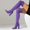 Botas Asileto Design coxa Toe Ponto de dedo salto alto de 10,5 cm de bloqueio em tamanho grande 41 42 43 44 Sapatos de moda de festa clássicos