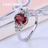 Cluster Rings 6 8MM Natural Garnet Ring Real 925 Sterling Silver Plated Platinum Wine Red Gemstone Fine Jewelry For Women Anniversary Gift