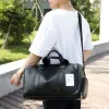 Bolsas de viagem unissex viajar de couro macio mochila luxuosa de alta qualidade fitness masculina bolsa de bagagem de semana com pacote de sapatos