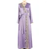 Casual Dresses RunxiangchengWoman Clothing2024 Mist Purple Handmade Glass Diamond Dress Holiday Women