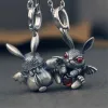 Pendants Mistletoe 925 Sterling Silver Vintage Animal Rabbit I have a crush on you Pendant Dangle Charm Jewelry