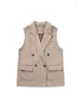 Gilet pour femmes nlzgmsj femmes Vintage Long Vest Mabe sans manche Double Boit