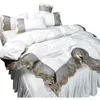 Princess style big lace side bed on fourpiece set washed ice silk skirt white bedspread 240420