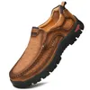 Casual skor män läder bekväm hög kvalitet äkta utomhus promenad loafers manliga sneakers