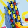 Three Stairs With Multiple Tracks Automatic Piggy Climbing Stairs Musical Luminous Slide Electric Track Childrens Puzzle Toys 240407