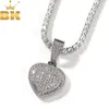 The Bling King Baguettecz Heart Pendant Halsband Iced Out Shiny Cubic Zirconia Hihop Jewelry for Girls Women Gift 240411