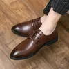 Casual Shoes Mens Dress Oxfords Business Office Pointed Black Brown Lace-Up Men's Formal Wedding Luxury British Gents