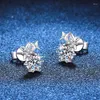 Boucles d'oreilles JECICCON 925 STERLING Silver Moissanite pour les femmes 1 carat D Couleur simple à 6 griffes de style coréen