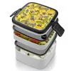 Dinnerware Yellow And Bee Garden. Double Layer Bento Box Portable Container Pp Material Garden Honey Summer