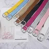 Taille -kettingbanden Zomer Koreaanse versie Laan Lakte Japanse knop PU PU Decoratieve kledingriem Lady Sweet Princess Candy Color Woven Belt Y240422