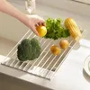 Kitchen Storage Dish Drying Rack Over The Sink Multifunctional Folding Drainer For Cup Fruits Vegetable