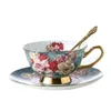Rose Bone China Exquisite Coffee Cup European Luxury Set with Spoon Ceramic HighEnd Elegant Retro Mug 240418