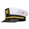 Berets Adult Yacht Military Captain Hats White Handwork Embroidered Navy Hat Sailor Party Role-playing Props Dress Accessories