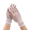 Women Black White Summer Driving Gloves Mesh Fishnet Gloves Lace Mittens Full Finger Girls Lace Fashion Mitten