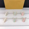 Fashion gold Plated stud earrings Letter Designer for women party wedding Crystal Rhinestone Earrings gift jewelry engagement with box
