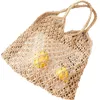 Drawstring Cotton Rope Woven Women's Handbag Handmade Knitted Mesh Bag Bohemian Summer Straw Beach Female Hollow Tote Net Shoulder Bags