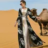 Etnische kleding vrouwen bruiloftavondjurk Arabische moslim abaya jurken elegant kanten borduurwerk riem jilbab morokko caftan 2-delige