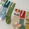 3 paires / lots pour bébé bébé genouc hauts chaussettes enfants à rayures enfants enfants garçons filles coton tube chaussettes bebes conception 1-9 ans 240407