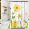 Duschvorhänge Frühling Sommer Chrysanthemen Ananas Kleine frische Serie Haushalt Vorhang Toilettenbadezimmer Abschirmung Hand