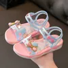 Sandales Summer Little Girls Sandales 2024 Nouvelle fleur Simple mignon Pink Purple Children Sandals Toddler bébé Soft Casual School Kids Chaussures 240419