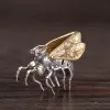 Anhänger Bicolor 925 Sterling Silber Honig Bienenanhänger mit Goldflügeln für Männer Frauen, kostenloser Versand