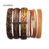 Bracelets de charme mode 5pcs / lot en cuir vintage en cuir multicouche enveloppe bracelent mâle chaîne de corde mâle