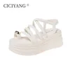 CICIYANG Sandales romaines Femmes Summer High Heels Platform Cliptoe Sandale pour dames non glissière OpenToed Beach Shoes White 240407