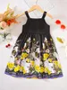 Mädchenkleider 4-8 Jahre Kinder Party Prinzessin Kleid Schwarz-Gurtrock Blumen A-Linie Sommer täglich schön für wenig