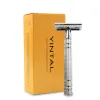 Blad Yintal Men's Bronze Classic Doubleided Manual Razor Long Handle 3 -Stice Safety Razor Bright Silver