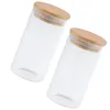 Storage Bottles 2 Pcs Sealed Jar Glass Canisters Pot Container Tea Candy Wood Food