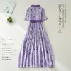 Vestidos de festa Limiguyue Purple Maxi Dress Summer Women Flower Print Ethnic Vintage Torno