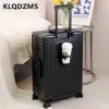 Luggage KLQDZMS 20"24 Inch Highquality Front Opening Lid Trolley Suitcase Multifunctional Boarding Password Case with Laptop Luggage