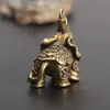 Brass Solid Elephant Statue Desk Toy Ornaments Pure Copper Animal Miniatures Figurines Home Decorations Crafts Accessories Decor 240418