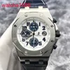 Mens Ap Wrist Watch Royal Oak Offshore Series 26170st White Face Blue Time Ring Mens Watch 42mm Automatisk mekanisk form Tabell Tidsstycke