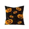 Halloween Kissenkoffer Orange und Schwarz Kissenabdeckung Happy Halloween Leinensofa Bettwurf Kissenbedeckung Dekoration 18 "x 18"