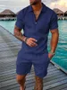 2024 Summer Mens Shorts Set Set à manches courtes Zip Polo T-shirt Street Two Piece Casual Sportswear 240411