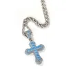 Hip Hop New Blue Zircon Cross Men's Men's Fashion Fashion Versátil Pesado Indústria Diamante Jóias de Cadeia de Diamante