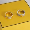 Fashion Letter Pierścień 18K Złoty Pierścień Kamienie Para Pierścień Pierścień Tytan Stalowy pierścień diamentowy