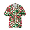 メンズカジュアルシャツユニセックスハワイアンメン面白い3Dフルーツプリントボタン半袖ハワイシャツトップヨーロッパサイズ6xl高品質