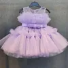 Bebek kızlar Tül Prenses Elbise Çiçek Zarif 1. Vaftiz Doğum Günü Partisi Balosu Kolsuz Kids Düğün Akşam resmi elbise 240422