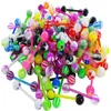 10203050pcs Acrylique 16g Tongue Piercing Anneau en vrac Bar Plastique Lot Halpin Balle Sexy Banana Lengua 240409